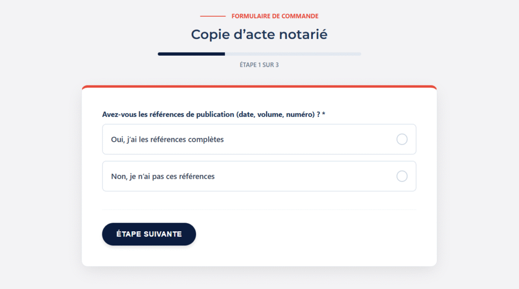 Capture d'écran montrant la facilité de commande d'un document immobilier en ligne.