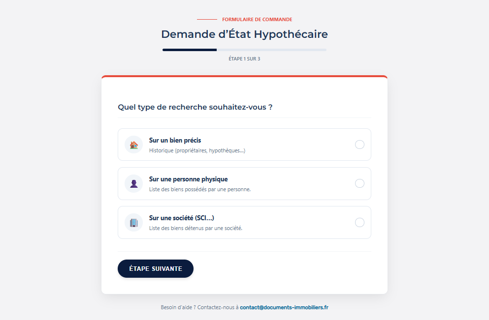 Interface de commande simplifiée pour obtenir un état de situation d'un immeuble en ligne.