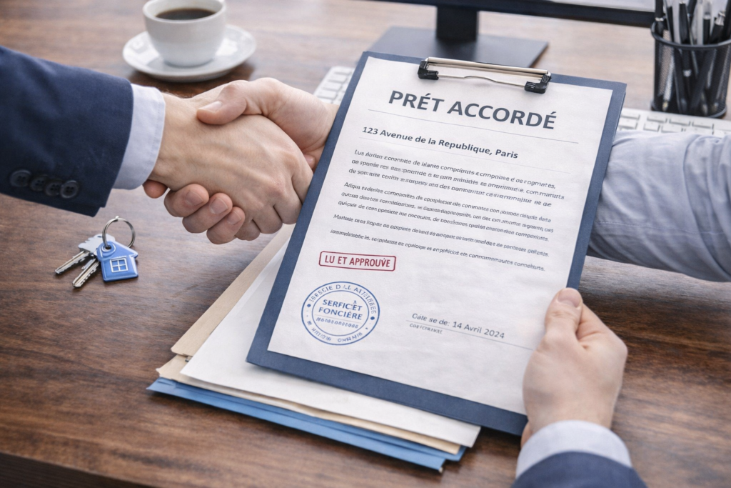 Propriétaire recevant la validation de son rachat de crédit grâce à un dossier complet.