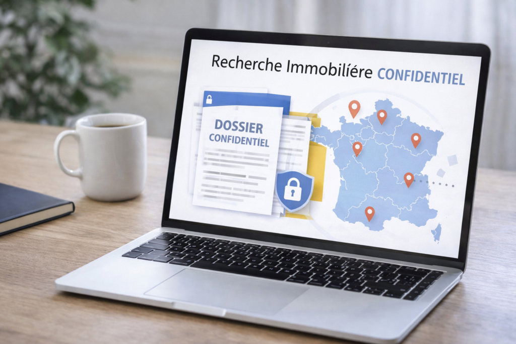 Dossier de recherche immobilière confidentielle pour une étude de marché ou un litige.